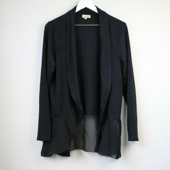 ONE WORLD Sweaters - One World Long Sleeve Mixed Media Cardigan Sweater